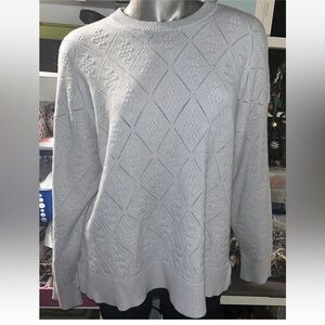 Cyrus Light Gray Diamond Pattern Sweater Plus Size 1X New